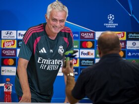 Bizarre moment Jose Mourinho is handed a SPRINKLER by a journalist in a press conference