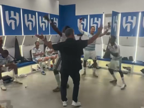NEOM coach Galtier dancing with his men after the victory against Al-Hilal