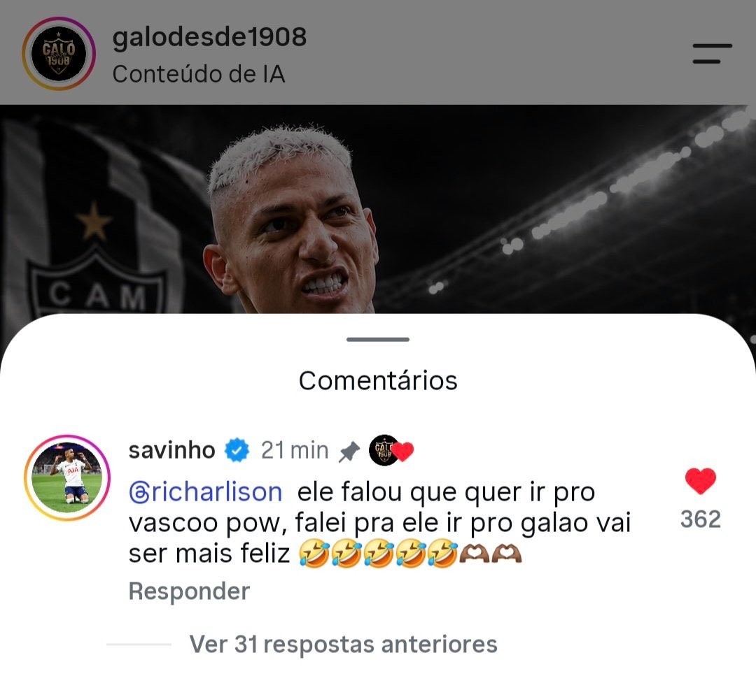 Sávio verrät auf Social Media: Richarlison wollte zu Vasco, ich riet ihm zu Atlético Mineiro