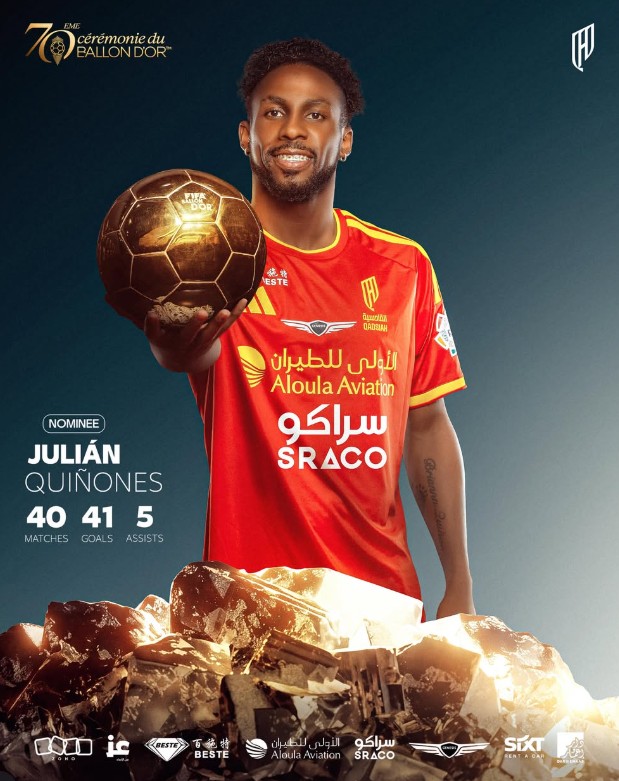Al Qadsiah gratuliert Quiñones zur Nominierung für den Ballon d'Or 2026
