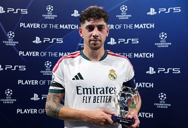 Valverde được bình chọn là cầu thủ xuất sắc nhất trận Real Madrid vs Inter Milan