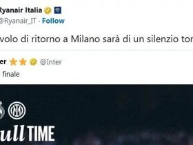 那个航司又来了，瑞安航空发文调侃国米：返程航班将一片死寂