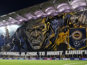 霸气！费内巴切主场展示弗兰肯斯坦TIFO：我们重返欧洲捕杀