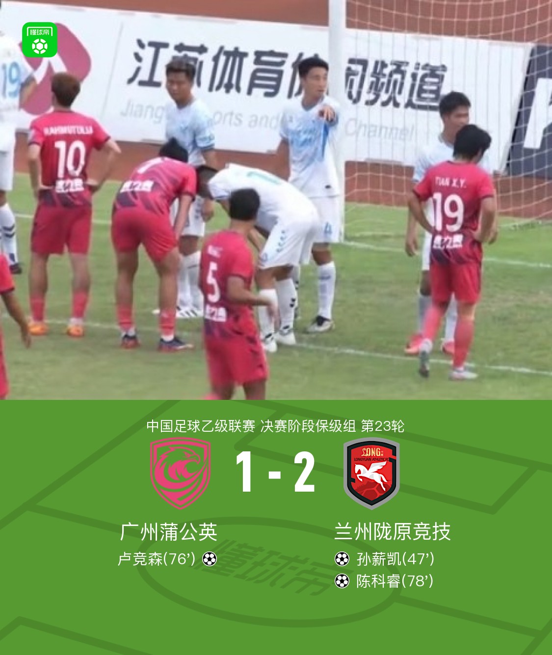 Lanzhou Longyuan bat Guangzhou Dandelion 2-1, Chen Kerui et Sun Xinkai marquent
