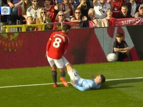 Foden SENT OFF in derby: City star is shown a straight red card for kicking out at Bruno