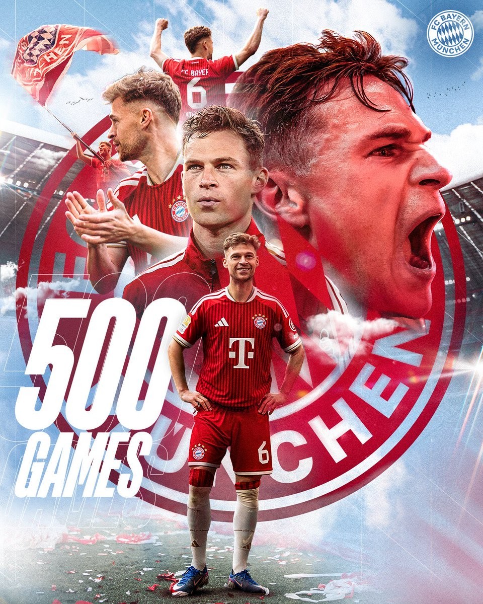 J. Kimmich ลงสนามครบ 500 นัดให้กับบาเยิร์น มิวนิค เทียบเท่า B. Schweinsteiger