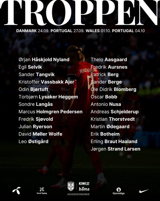 Convocati della Norvegia per la Nations League: Haaland e Ødegaard guidano la lista