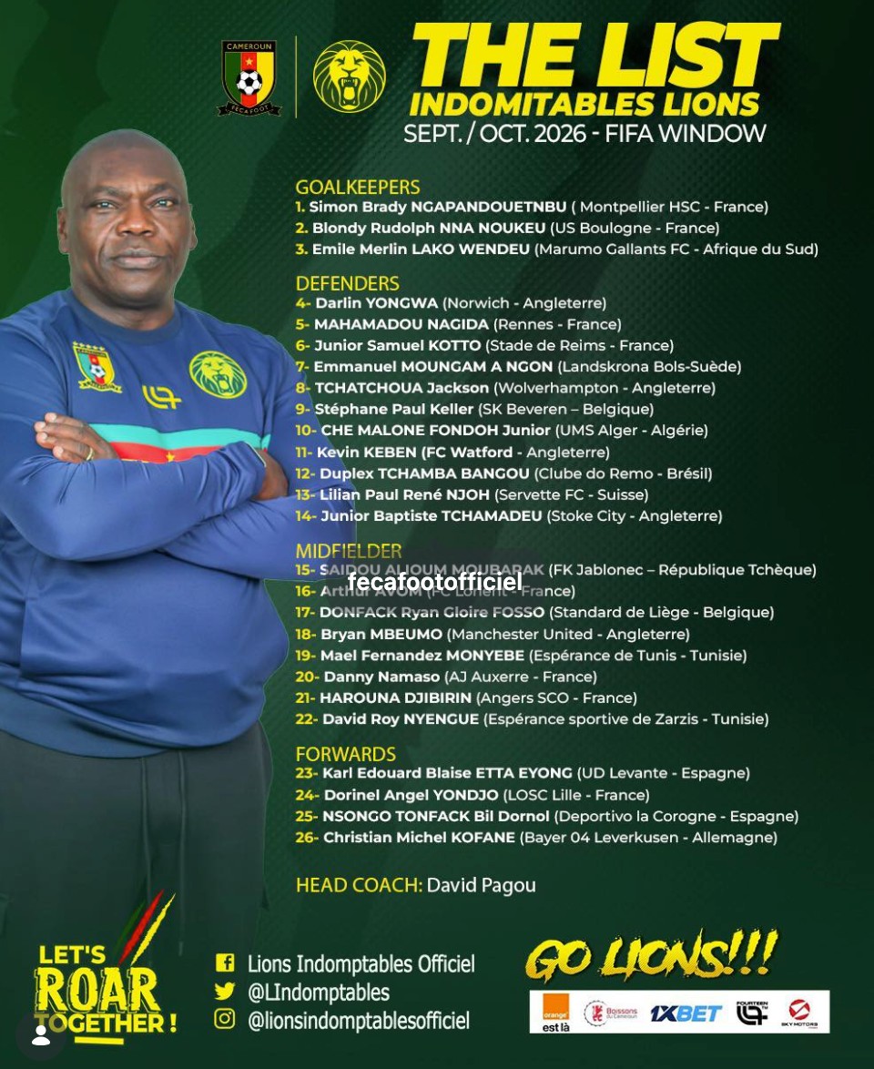 Nuove convocazioni del Camerun: Mbeumo guida, Kofane e Eyong inclusi