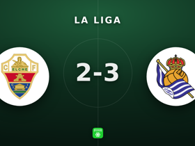 La Liga: Elche 2-3 Real Sociedad — five-goal Matchday 4 clash