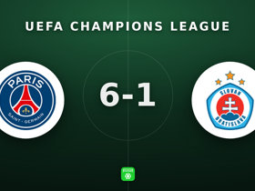 Champions League: PSG 6-1 Slovan — Seven goals in a dominant rout