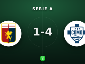 Serie A: Genoa 1-4 Como — goleada visitante con 4 tantos