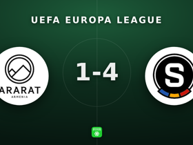 UEFA Europa League: Ararat-Armenia 1-4 Sparta — 4 goals seal dominant away win