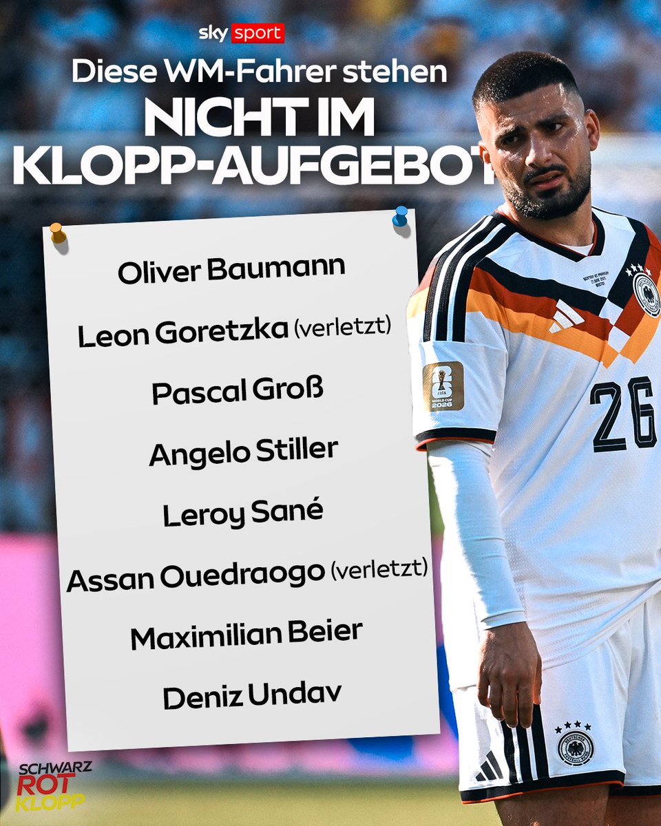 Sky Alemania: Ocho jugadores del plantel del Mundial 2026, incluido Sané, quedan fuera de la lista actual