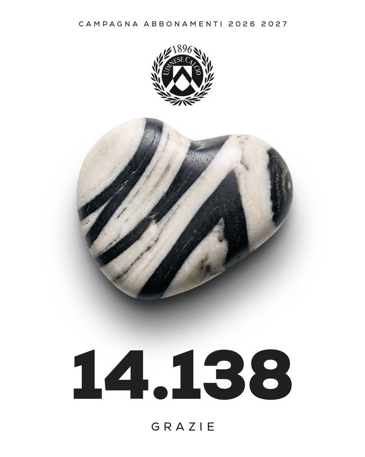 Oficial: Udinese vende 14.138 abonos, agotada la Tribuna Norte
