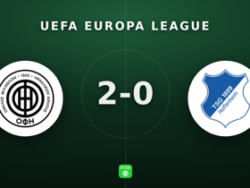Europa League: OFI 2-0 Hoffenheim — Christogeorgos 8.8, 36 long balls