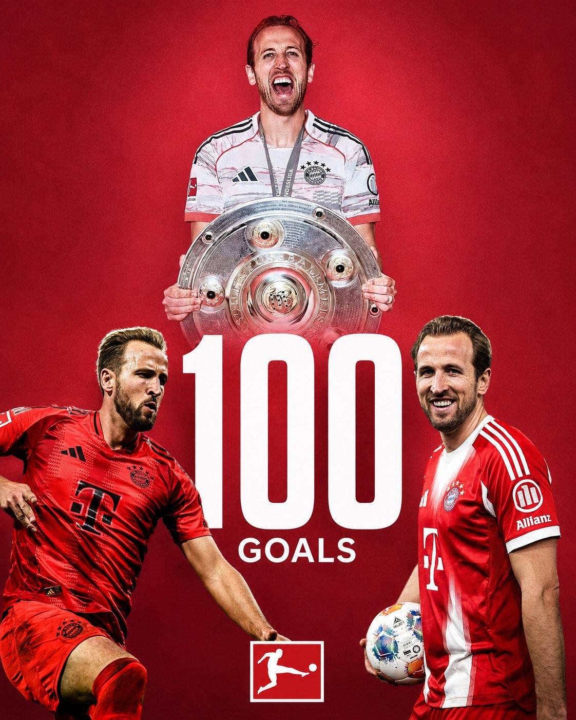 Kane raggiunge 100 gol in Bundesliga in 98 partite, battendo il record precedente di 31 partite