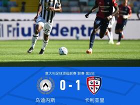 三连胜！卡利亚里1-0客胜乌迪内斯，丹尼尔-马尔蒂尼制胜球