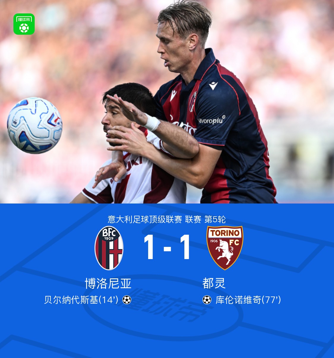 Bologna 1-1 Torino, Bernardeschi trifft, Krunović gleicht aus
