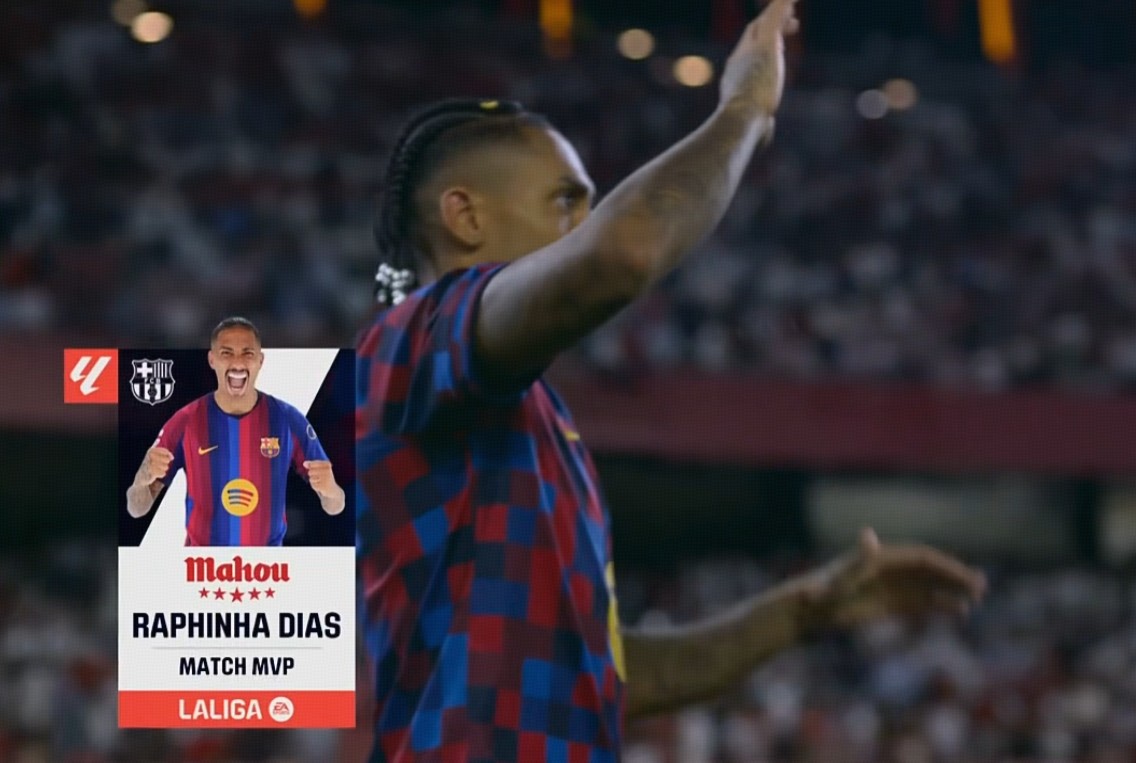 Raphinha eletto Uomo Partita in Siviglia-Barcellona dopo la sua seconda tripletta consecutiva