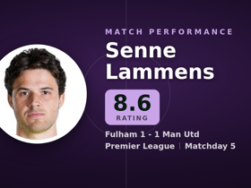 Lammens noté 8.6 : 6 arrêts dans Fulham 1-1 Man Utd