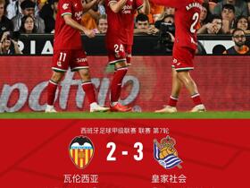 皇家社会客场3-2瓦伦西亚，巴雷内切亚绝杀制胜