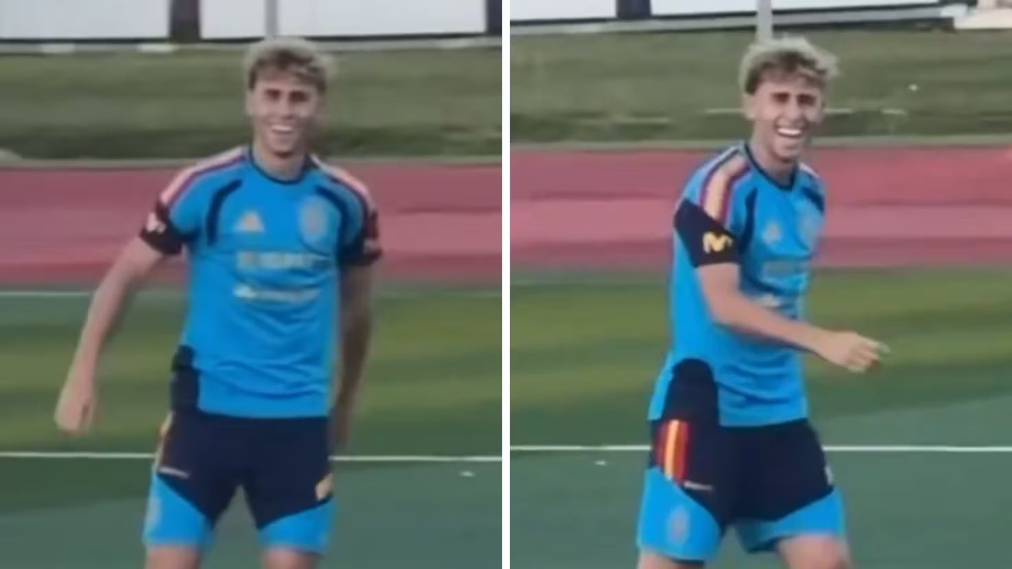 El derbi llega a la Selección: la celebración de Fermín en el entreno que se ha hecho viral