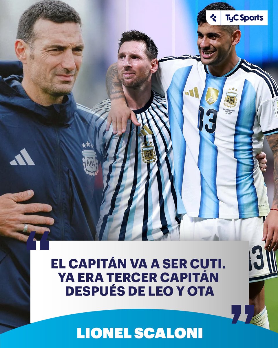 Scaloni: Romero será el nuevo capitán de Argentina; Dibu Martínez y Lautaro también pueden llevar el brazalete