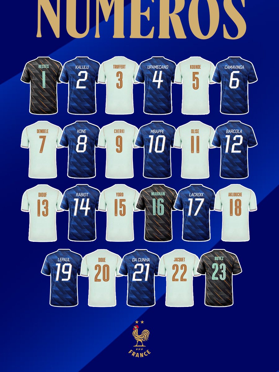 ทีมฝรั่งเศสประกาศเบอร์เสื้อ: K. Mbappé เบอร์ 10, O. Dembélé เบอร์ 7, ไมเคิ่ล โอลิเซ่ เบอร์ 11