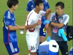 朝鲜U23遭争议判罚的球员，曾在上届亚运踢日本时抢水+欲打人染黄