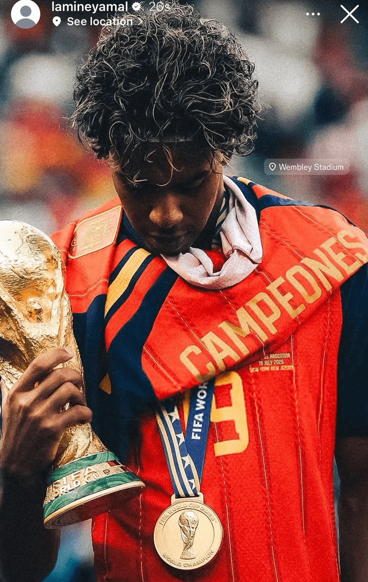 Lamine Yamal on IG ahead of Spain vs England