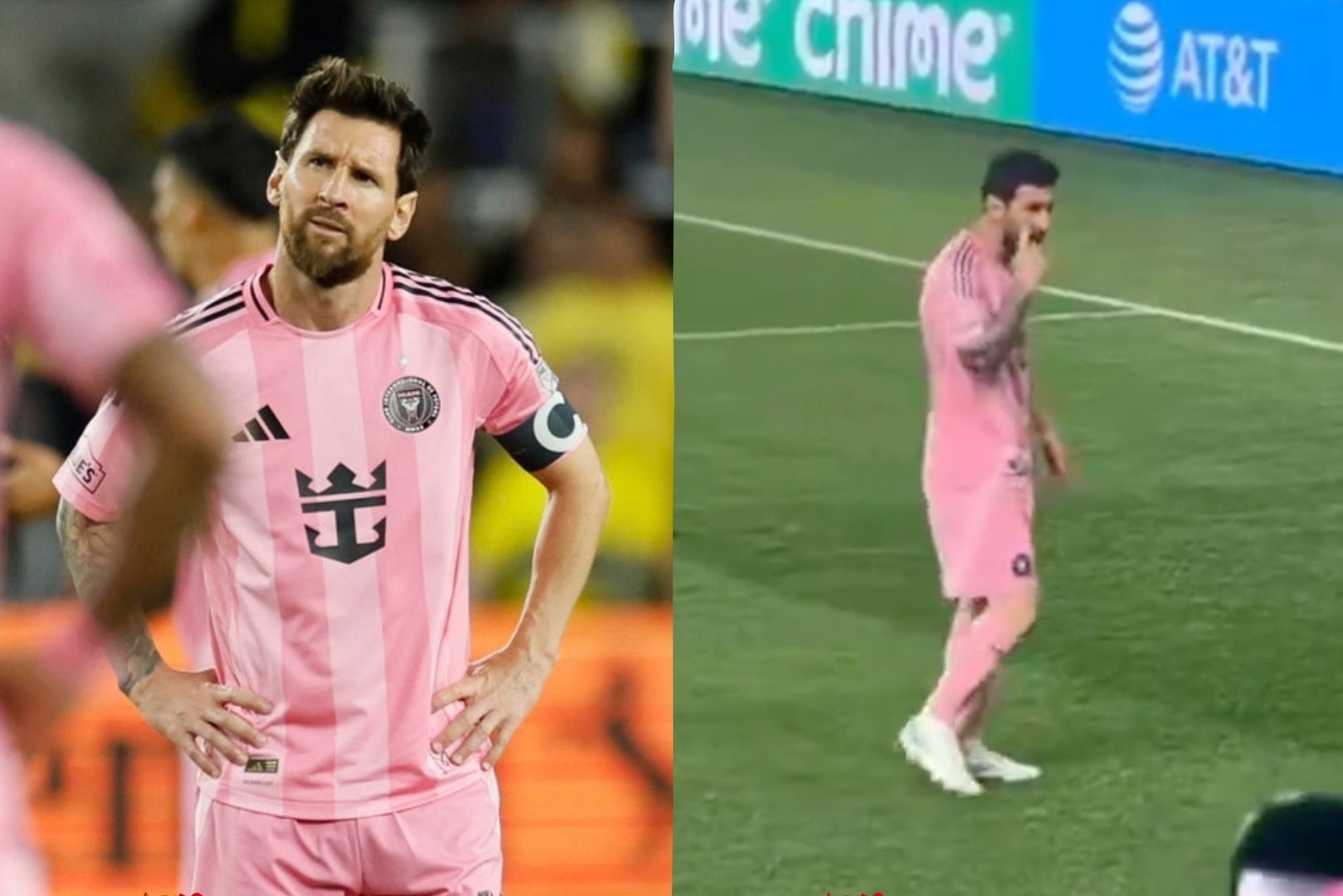 Torcedor provoca Messi na lateral do campo, e o astro responde com golaço de falta e empata a partida