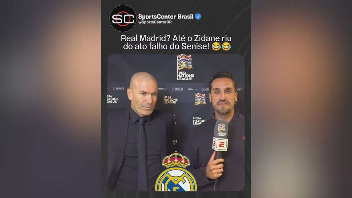 La reacción de Zidane cuando un periodista le presenta como entrenador de Real Madrid