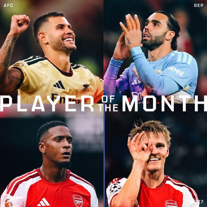 Arsenal Player of the Month nominees for September: Raya, Ødegaard, Guimarães, Konsa