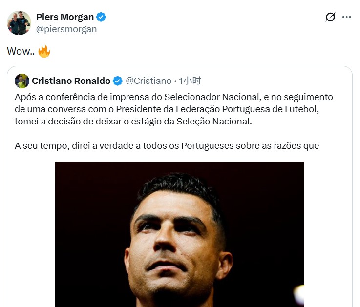 ¿Será? Morgan retuitea a Cristiano Ronaldo: ¡Wow... 🔥