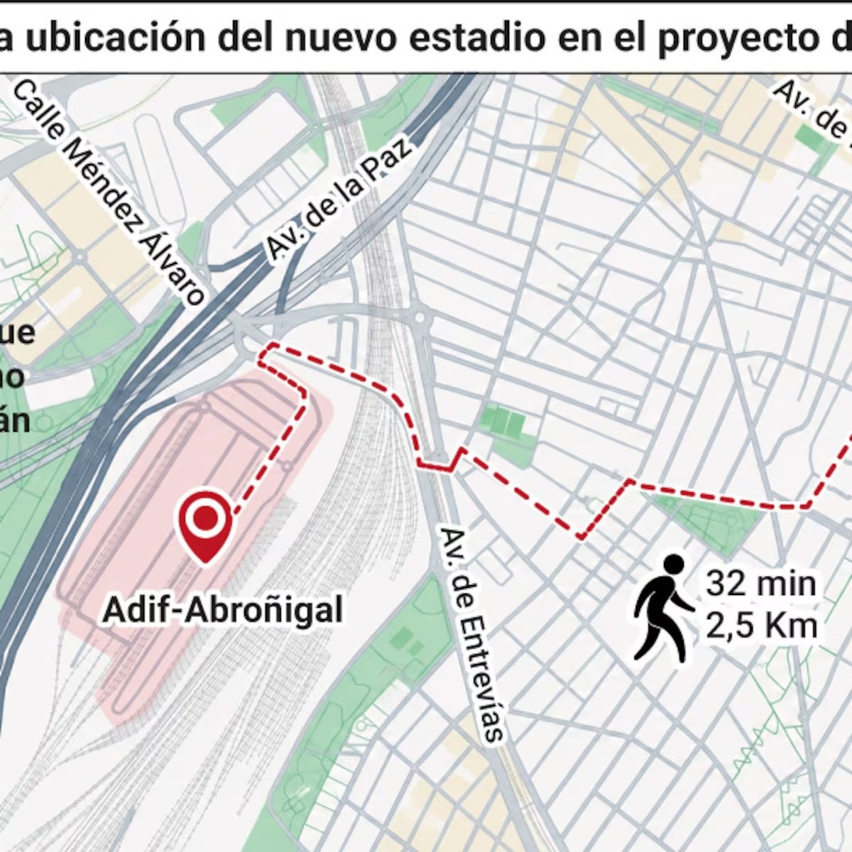 El proyecto del Rayo sitúa el nuevo estadio en el Abroñigal
