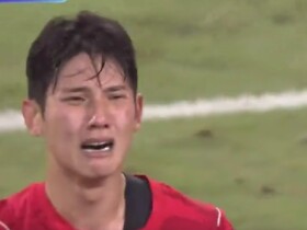 如释重负，韩国亚运队多名球员赛后喜极而泣，主帅李敏成热泪盈眶