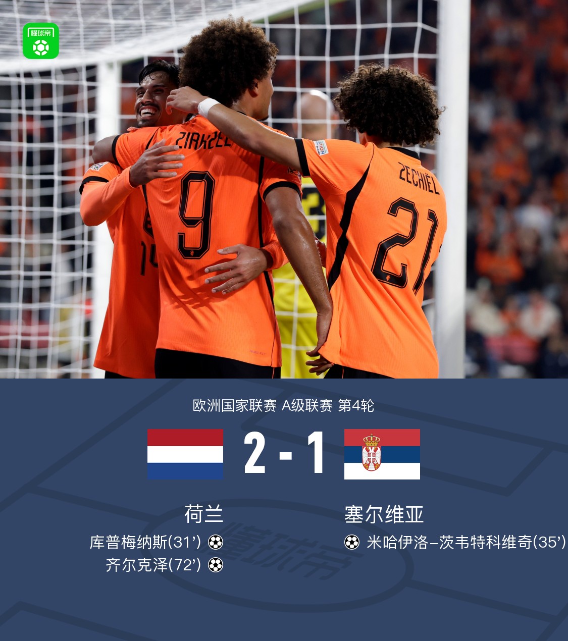 Pays-Bas 2-1 Serbie, Koopmeiners et Zirkzee buteurs