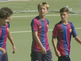 上演巴萨U15梯队首秀，李昊炎斩获拉玛西亚生涯首球