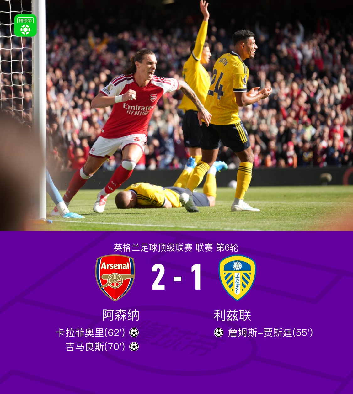 Arsenal 2-1 Leeds United, Calafiori et Guimarães scellent le retournement