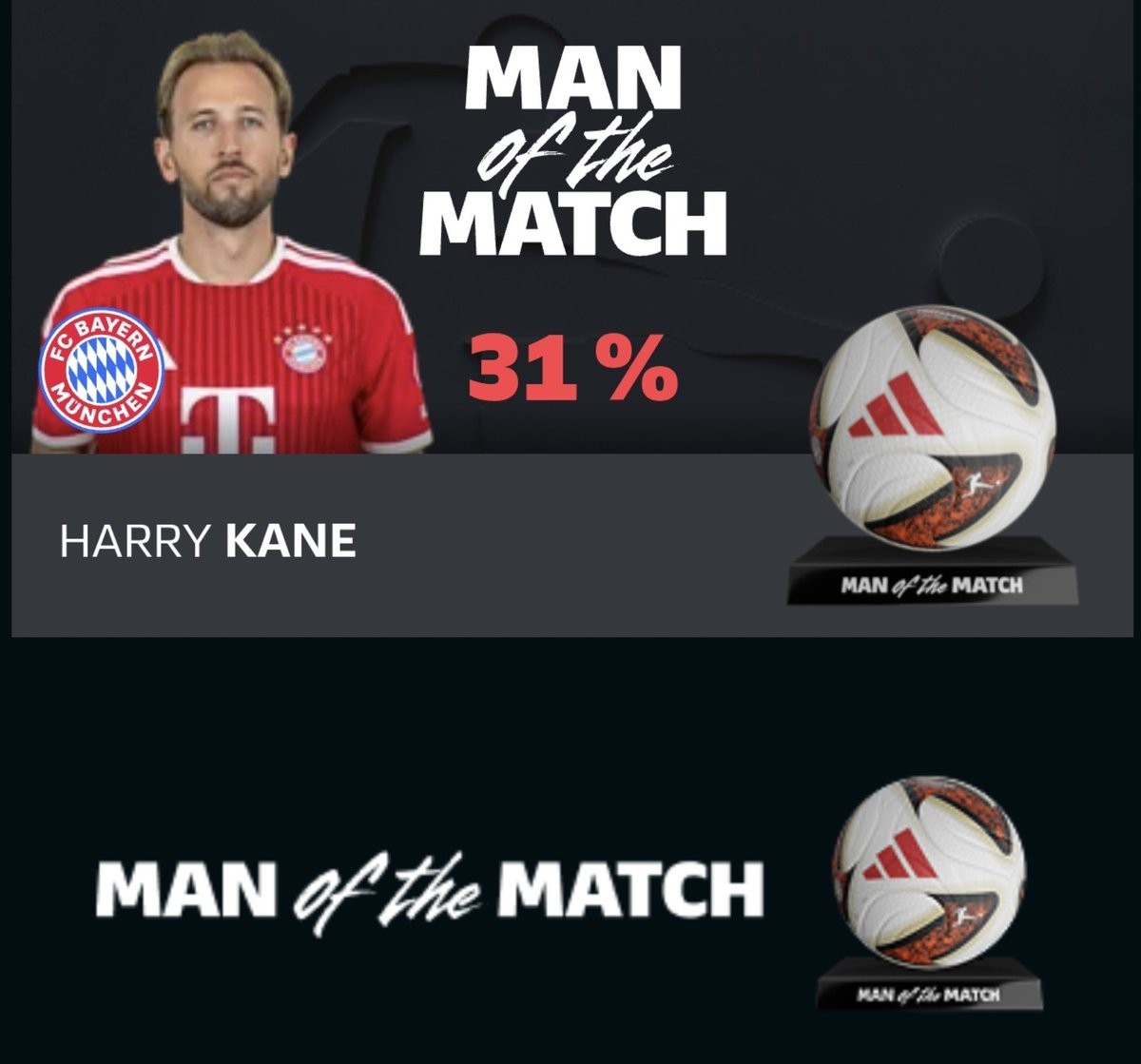 Harry Kane, con un doblete de asistencias, elegido mejor jugador del partido en el empate del Bayern contra el Augsburgo