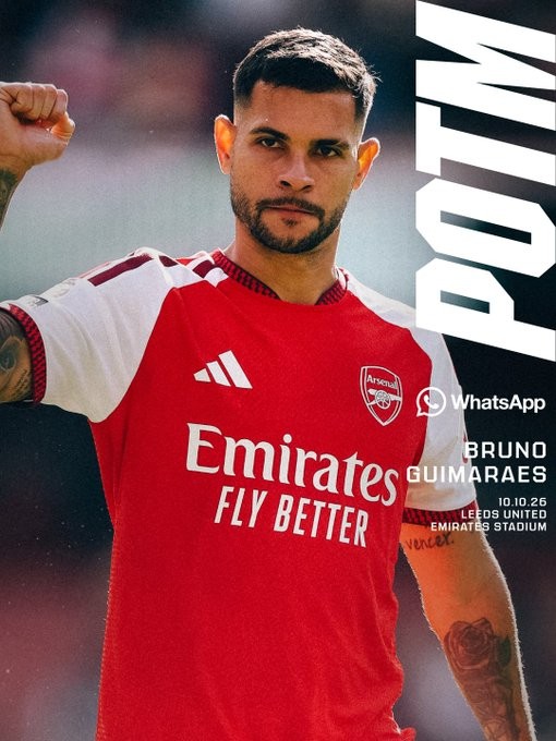 Guimarães Dinobatkan sebagai Pemain Terbaik Arsenal Usai Cetak Gol Penentu Kemenangan Melawan Leeds