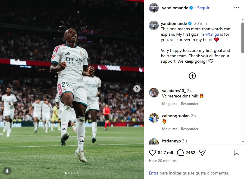 Diomande: Este gol significa demais para descrever; meu primeiro gol na La Liga é para você, irmã