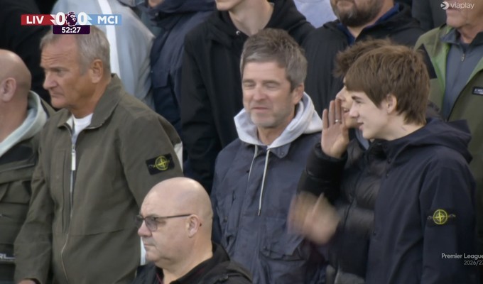 Liverpool fans taunt Man City with Oasis lyrics as Noel Gallagher watches