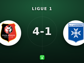 Ligue 1: Rennes 4-1 Auxerre — Dia doblete, Reynolds 2 asistencias