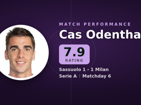 Cas Odenthal rated 7.9: 1 goal, 9 clearances in Sassuolo 1-1 Milan