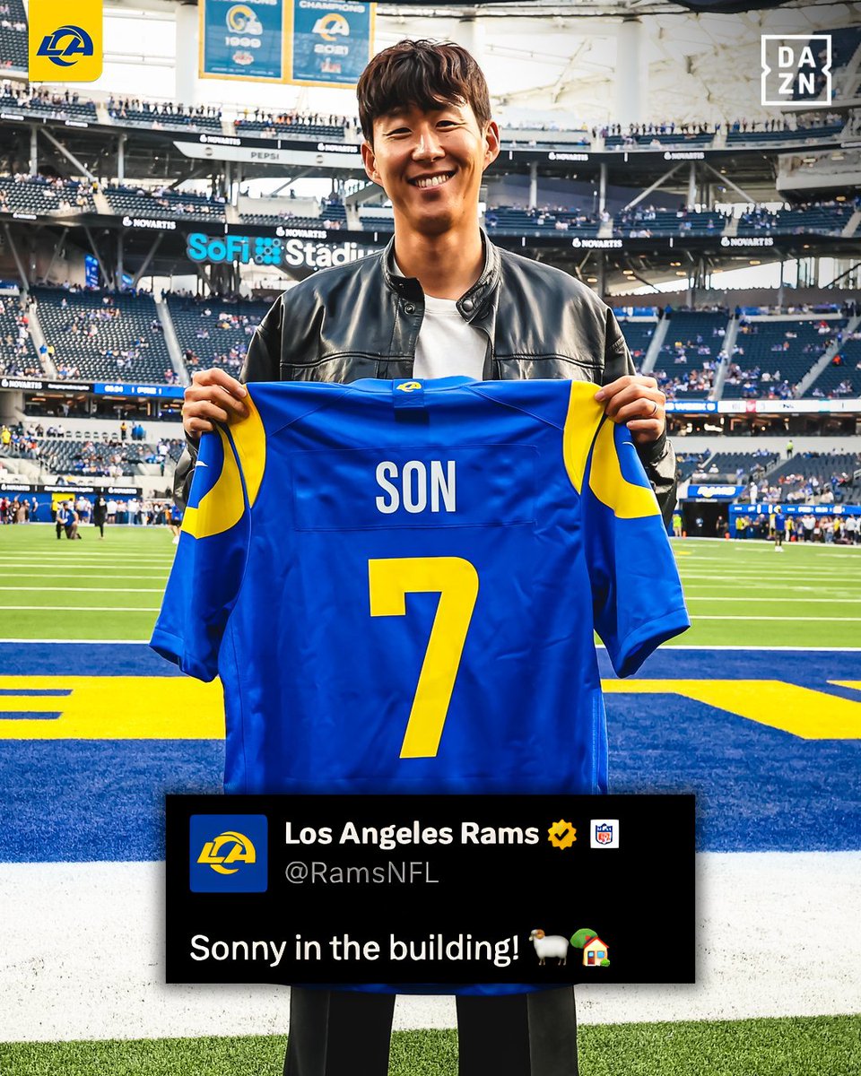 Son Heung-min assistindo ao jogo dos Rams no SoFi Stadium