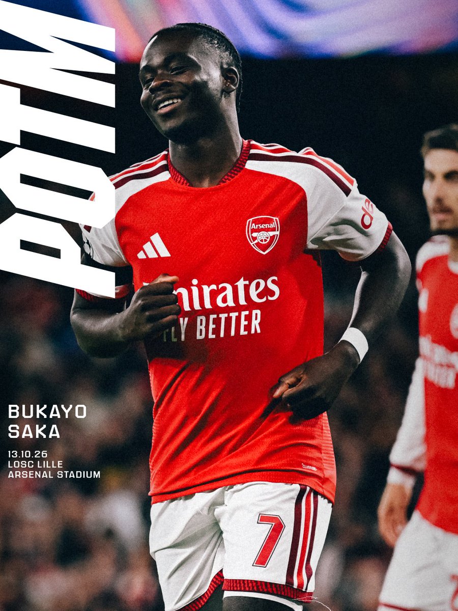 Saka, passeur et buteur après son entrée en jeu, désigné homme du match d'Arsenal contre Lille